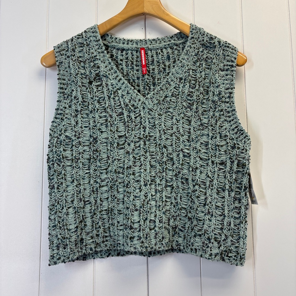 Unionbay Women Boho Poetic Crochet Knit Sweater Vest Size S Cottage Festival